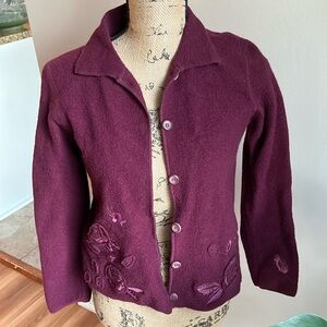 Pendleton Vintage Merino Wool Appliqué Cardigan